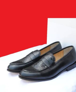 Hanslet Black Leather Patterned Loafer