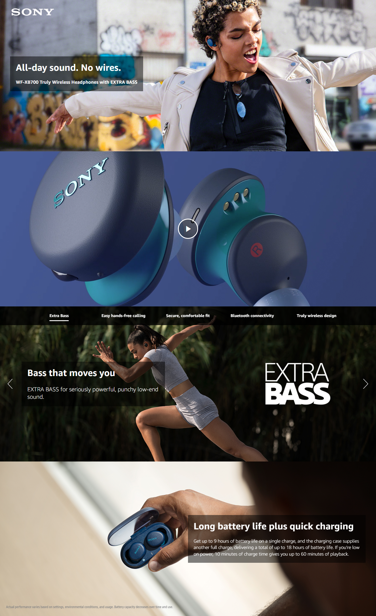Sony WF-XB700 EXTRA BASS True Wireless Earbuds Headset/Headphones with Mic for Phone Call Bluetooth Technology, Black 