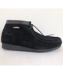 Black Suede Leather Wallabees Shoe long Ankle Boot