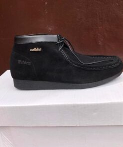Black Suede Leather Wallabees Shoe long Ankle Boot