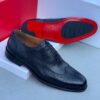 Frank Perry Executive Black Leather Patterned Shoe