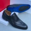 Frank Perry Executive Black Leather Patterned Shoe
