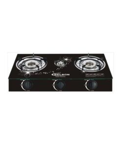 Delron 3 Burner Glass Table Top Automatic Stove