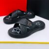 Casual Black Leather Cross Sandals Shopwice Casual Black Leather Cross Sandals