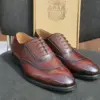 Anax Executive Coffee Brown Leather Shoe with Patterned Toe