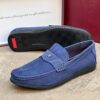 Classic Blue Leather Suede Loafer Shoe