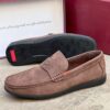 Classic Brown Leather Suede Loafer Shoe