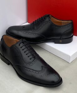 Frank Perry Executive Black Toe Patterned Leather Shoe