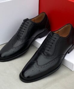 Frank Perry Executive Black Toe Patterned Leather Shoe