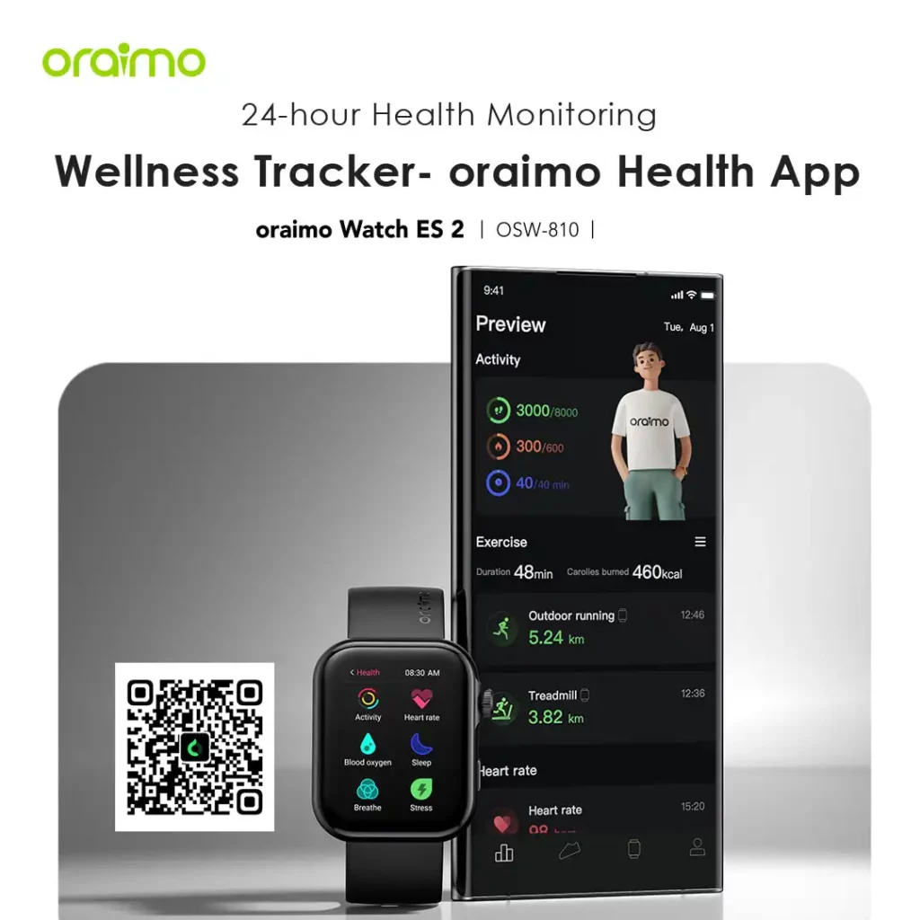 Oraimo Watch ES 2 1.95″ AMOLED IP68 Smart Watch