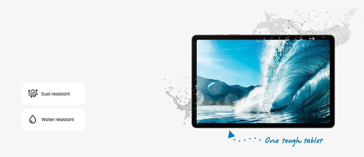tablet with splashes of water
