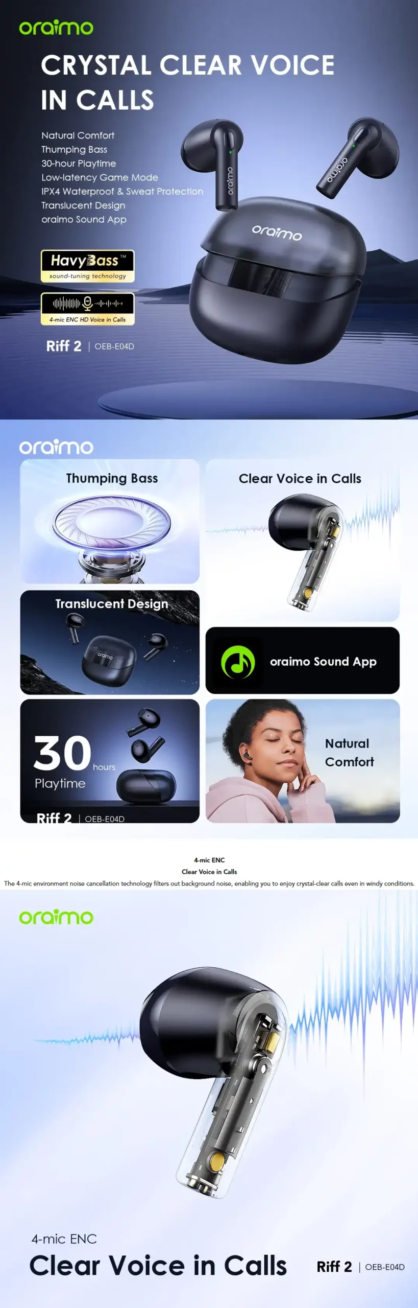 oraimo Riff 2 4-mic ENC Clear in Calls 30-hour Playtime App True W_result