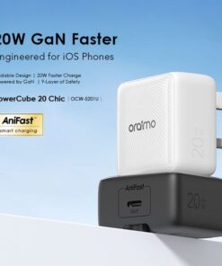 Oraimo PowerCube 20 Chic 20W GaN Wall Charger Kit with Type-C to Type-C Cable Shopwice oraimo PowerCube 20 Chic 20W GaN Wall Charger Kit with Type-C to Type-C Cable