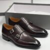 AD Maurizio Classic Brown Polished Monk strap Leather Loafer Shoe with Black toe Shopwice AD Maurizio Classic Brown Polished Monk strap Leather Loafer Shoe with Black toe