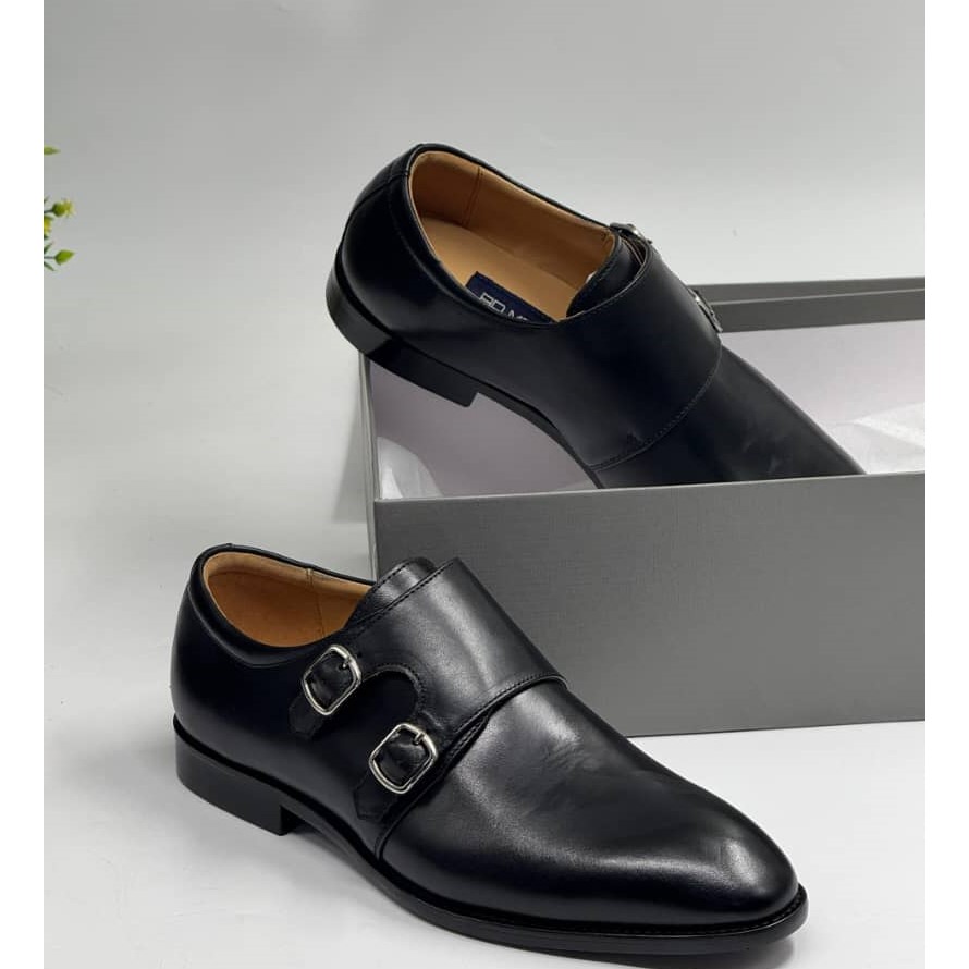 AD Maurizio Classic Black Plain Monk strap Leather Loafer Shoe Shopwice AD Maurizio Classic Black Plain Monk strap Leather Loafer Shoe
