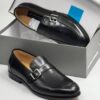 AD Maurizio Classic Black Polished Leather Loafer Shoe with Single Belt Buckle Shopwice black polished loafer