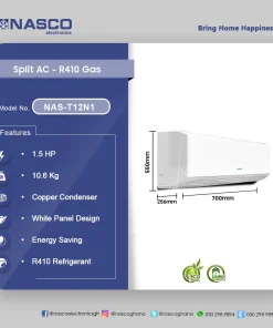 Nasco 1.5HP Non-Inverter Split Air Conditioner with R410a Gas Shopwice Nasco 1.5HP Non-Inverter Split Air Conditioner with R410a Gas
