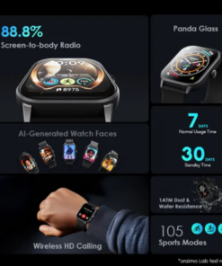 Oraimo Watch 5 2.01" HD Panda Glass 1ATM Smart Watch