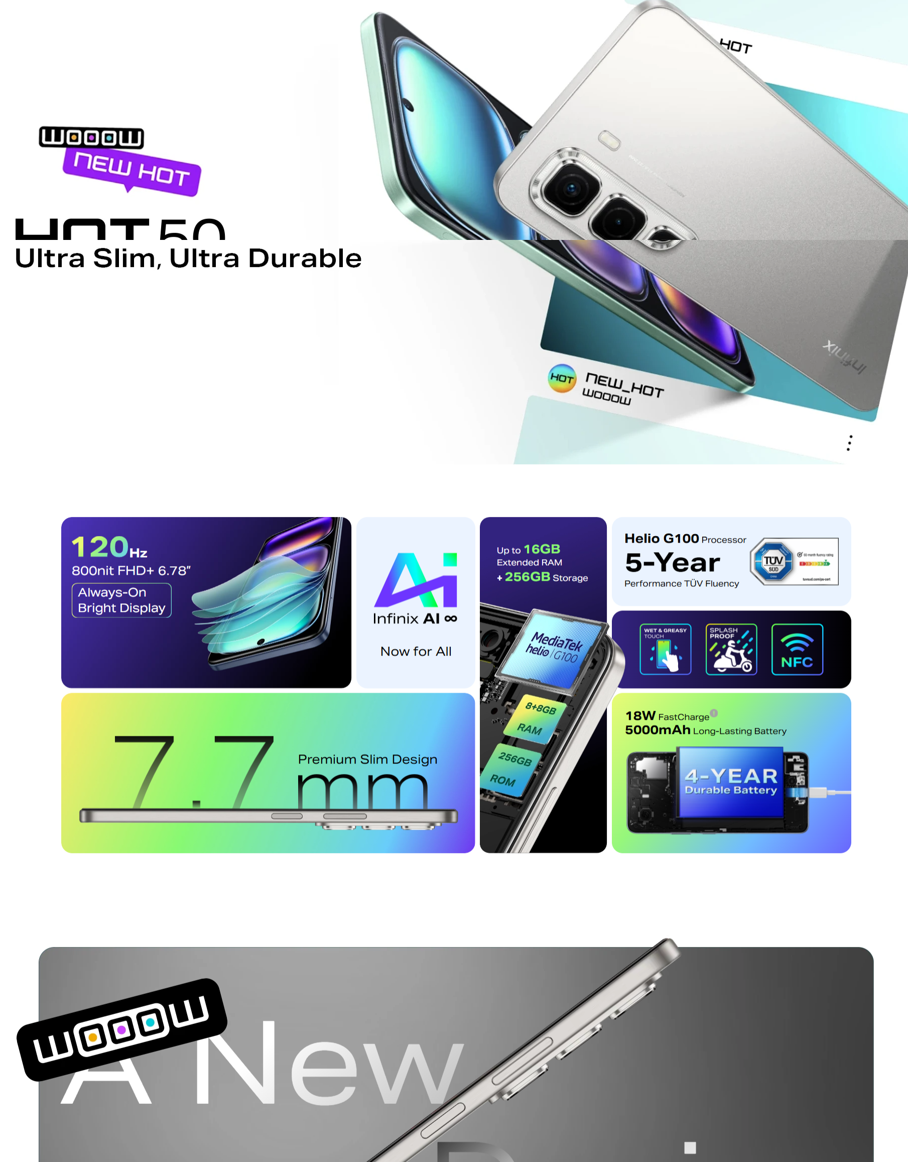 Infinix Hot 50 - 6.7'' Display - 128GB ROM - 8GB RAM - 48MP