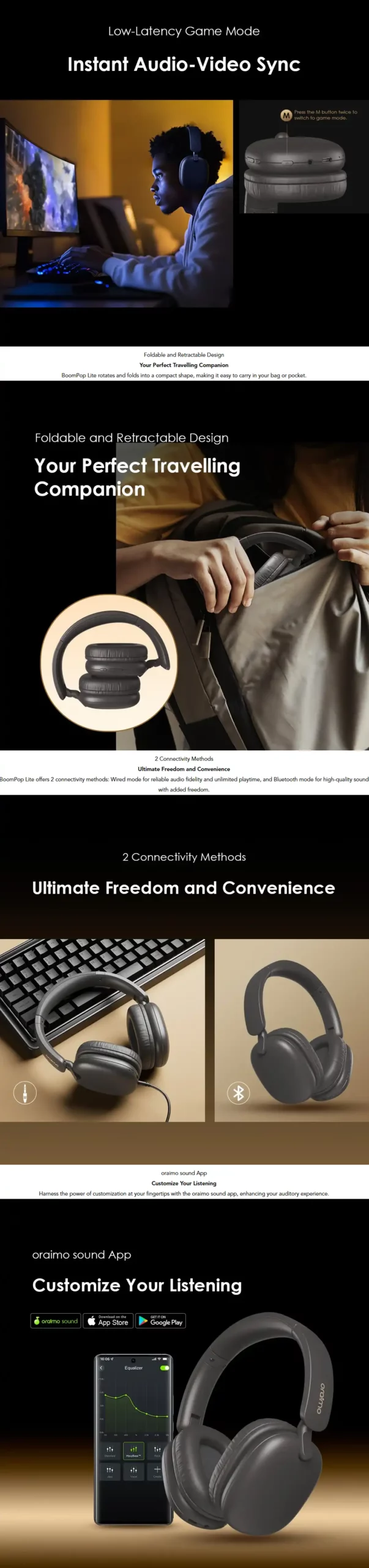 oraimo BoomPop Lite ENC Over-Ear Wireless Headphones 