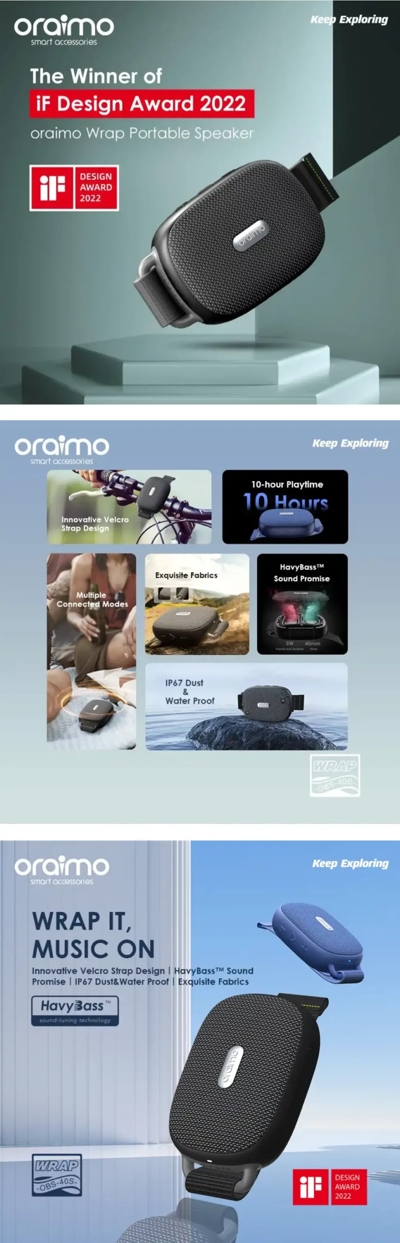 Oraimo Wrap 5W FM IP67 Wireless Speaker 