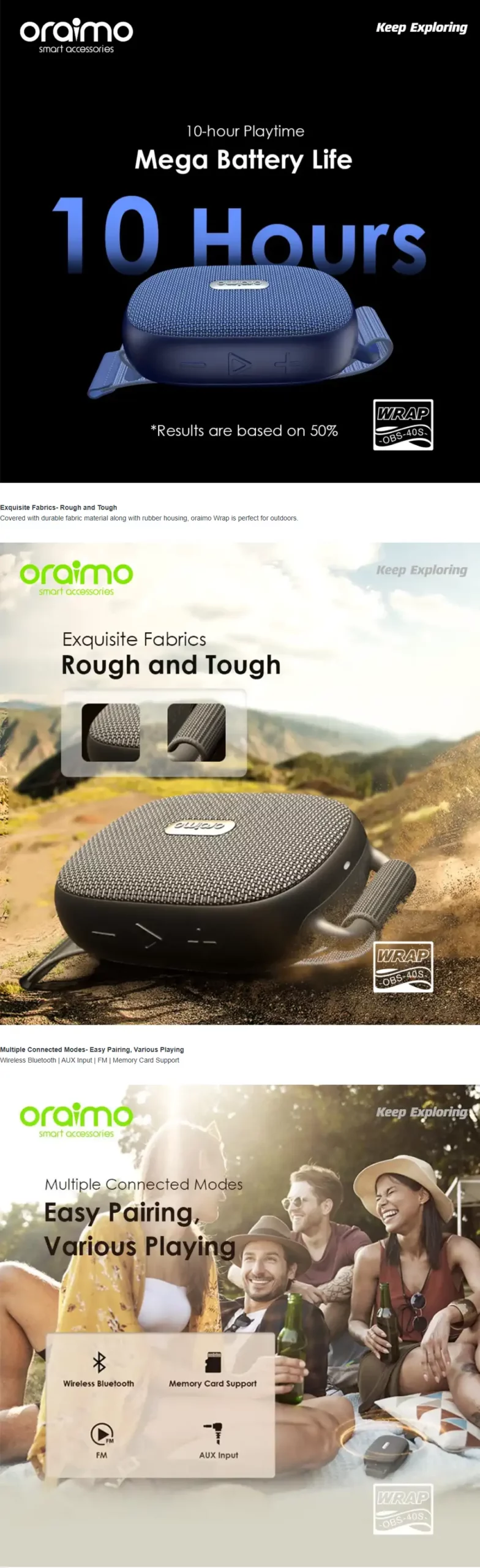 Oraimo Wrap 5W FM IP67 Wireless Speaker 