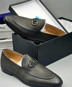 AG Executive Coffee-Brown Patterned Leather Loafer Shoe