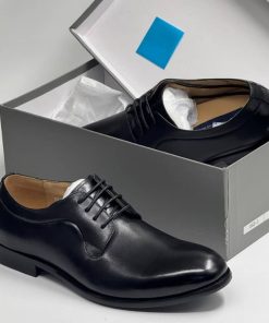 Ad Maurizio Black Plain Leather Laced Shoe