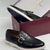 Anax Casual Black Leather Loafer Shoe with Single Belt Buckle Shopwice Anax Casual Black Leather Loafer Shoe with Single Belt Buckle