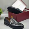 Anax Classic Black Dot Patterned Loafer Shoe with Single Belt Buckle Shopwice Anax Classic black dot patterned leather loafer with single buckle