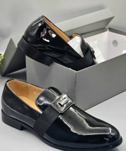 Classic Mirror Black Leather Loafer Shoe