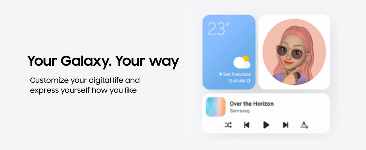 Samsung Galaxy S22 Plus showing customizable widgets and personalization options