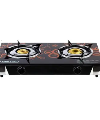 Mikachi 2 Burner Tempered Glass Top Gas Cooker