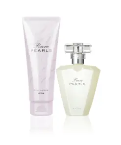 avon bottle of 125ml rare pearls body lotion and 50ml edp
