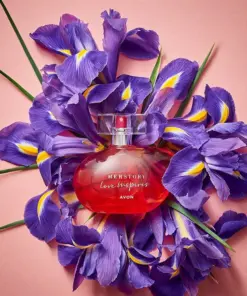 avon herstory inspires bottle on purple flowers