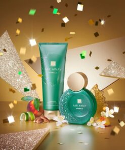 avon far away sparkle perfume set with body lotion 2