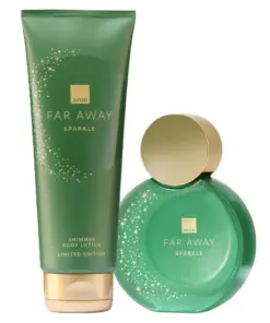 avon far away sparkle perfume set with body lotion 2
