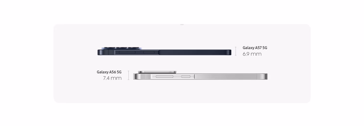 Samsung Galaxy A57 5G slim design and Super AMOLED display
