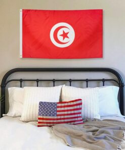 Tunisia Flag 150cm X 90cm Polyester Material Light Weight for Pole Hoist