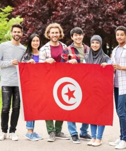 Tunisia Flag 150cm X 90cm Polyester Material Light Weight for Pole Hoist
