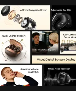 Alternative view of oraimo OpenSnap N2 Quick Charging Deep Bass Open-Ear True Wireless Earbuds