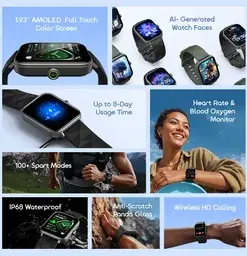 oraimo Watch Nova 2 Lite 1.93'' AMOLED Full Touch Color Screen Smart Watch