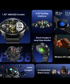 oraimo Watch 5R Pro 1.43" AMOLED 2.5D Floating Interface IP68 Smart Watch