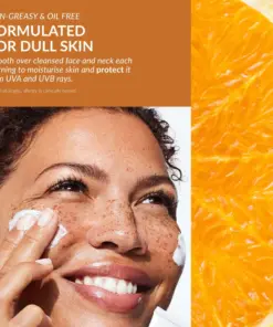 avon anew vitamin c radiancce maiximizing lightweight cream model face applying the cream