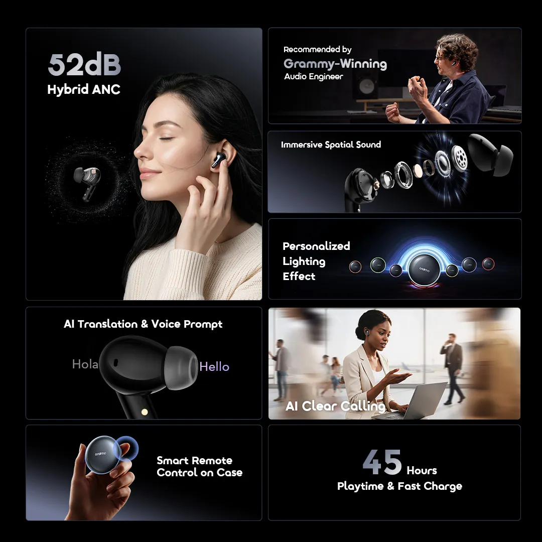 Oraimo SpaceBuds 2 AI Smart 45hrs Playtime True Wireless Earbuds Shopwice Oraimo SpaceBuds 2 AI Smart 45hrs Playtime True Wireless Earbuds - Image 2