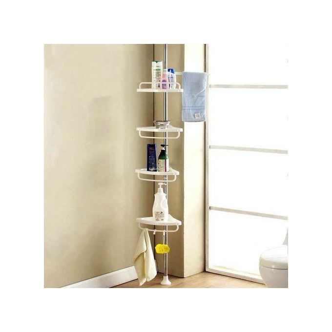 4 Tier Bathroom Corner Shelf Storage - White Shopwice 4 Tier Bathroom Corner Shelf Storage - White