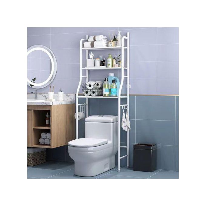 3 Tier Over Toilet Bathroom Storage Rack Shelf Organizer Space Saver - White