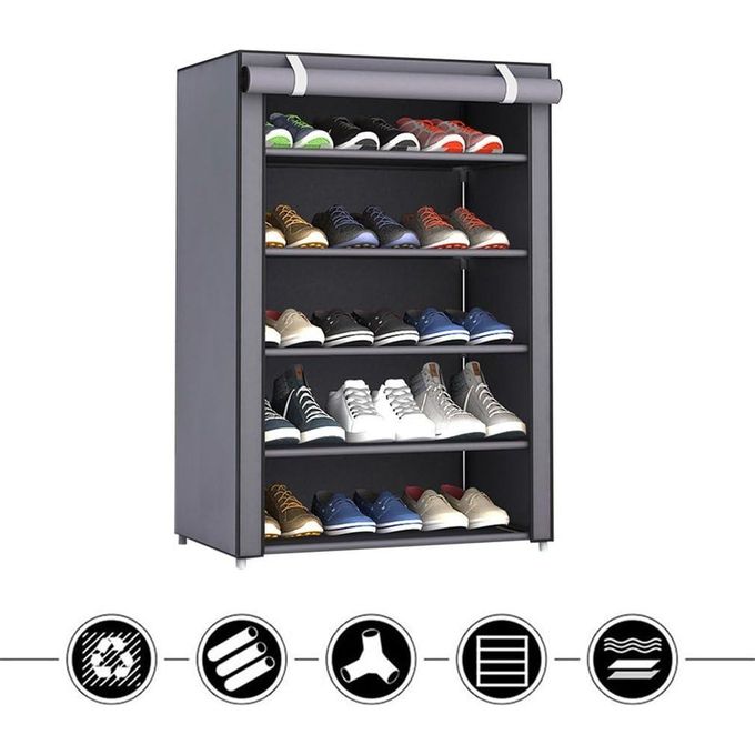 5-Layers Dustproof Shoe Rack Organizer with Adjustable Layers – Space-Saving Shoe Cabinet with Zipper Cover(60 * 30 * 90cm) Shopwice 5-Layers Dustproof Shoe Rack Organizer with Adjustable Layers – Space-Saving Shoe Cabinet with Zipper Cover(60 * 30 * 90cm) - Image 4