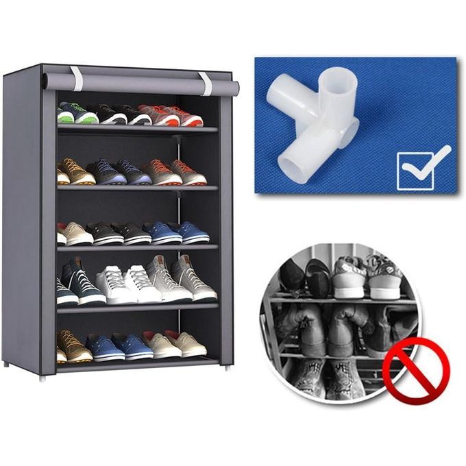 5-Layers Dustproof Shoe Rack Organizer with Adjustable Layers – Space-Saving Shoe Cabinet with Zipper Cover(60 * 30 * 90cm) Shopwice 5-Layers Dustproof Shoe Rack Organizer with Adjustable Layers – Space-Saving Shoe Cabinet with Zipper Cover(60 * 30 * 90cm) - Image 2