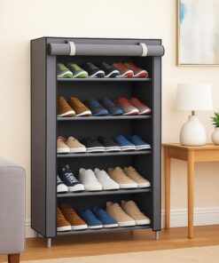 5-Layers Dustproof Shoe Rack Organizer with Adjustable Layers – Space-Saving Shoe Cabinet with Zipper Cover(60 * 30 * 90cm)